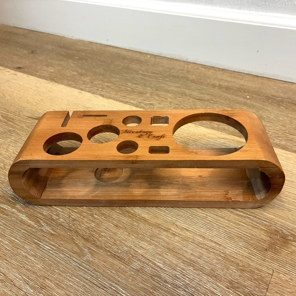 Mixology & Craft Bamboo Bar Organizer Cocktail Glass Holder Bar Caddy